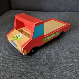 PBS Kids Wooden Produce Pick Up Truck Red Toy Vehicle Pretend Play Classic Style